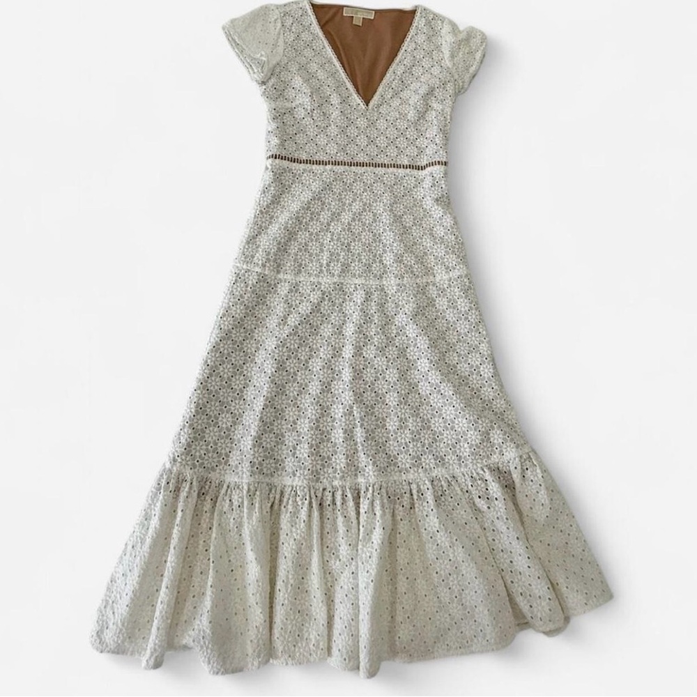 Michael Kors Green A-line Maxi Dress with Flutter Sleeves